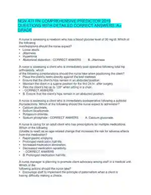 2019 ATI RN Pediatrics Comprehensive Predictor Exam NGN With Answers (132 Solved Questions)