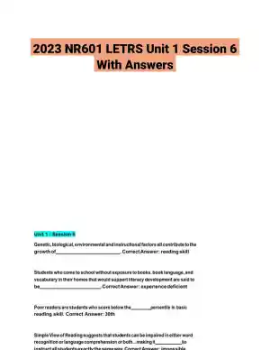 2023 NR601 LETRS Unit 1 Session 6 With Answers (68 Solved Questions)