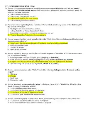 ATI PN Exit Exam Exam with Answers (180 Solved Questions)