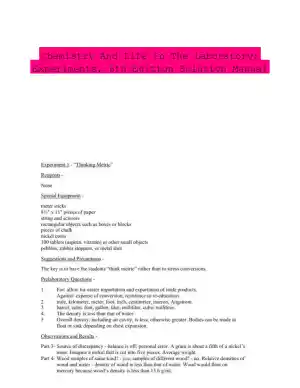 Chemistry And Life In The Laboratory: Experiments, 6th Edition Solution Manual