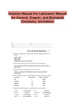 Solution Manual For Laboratory Manual for General, Organic, and Biological Chemistry, 3rd Edition