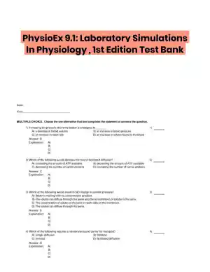PhysioEx 9.1: Laboratory Simulations In Physiology , 1st Edition Test Bank