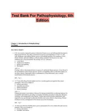 Test Bank For Pathophysiology, 6th Edition