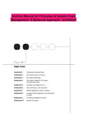 Solution Manual for Principles of Supply Chain Management: A Balanced Approach, 1st Edition