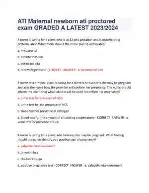 2023-2024 ATI RN Proctored Exam with Answers (224 Solved Questions)