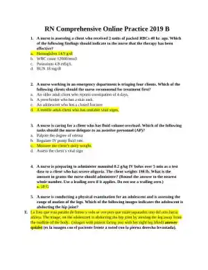 2019 ATI RN Comprehensive Exam with Answers (150 Solved Questions)