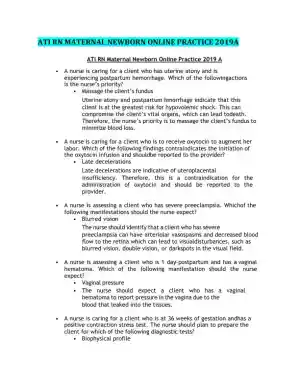 2019 ATI RN Practice Exam with Answers (58 Solved Questions)