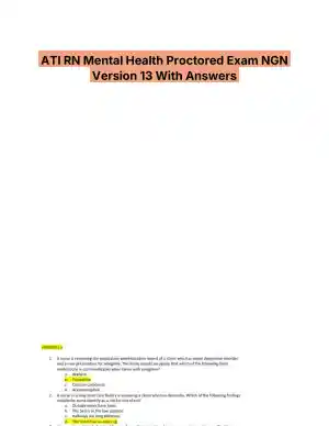 ATI RN Mental Health Proctored Exam NGN Version 13 With Answers (70 Solved Questions)