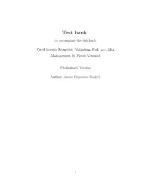 Fixed Income Securities: Valuation, Risk, And Risk Management, 1st Edition Test Bank