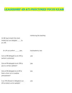 ATI RN Leadership Proctored Focus Exam With Answers (76 Solved Questions)