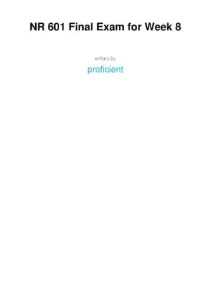 NR601 Pharmacology Final Exam Week 8 With Answers (100 Solved Questions)