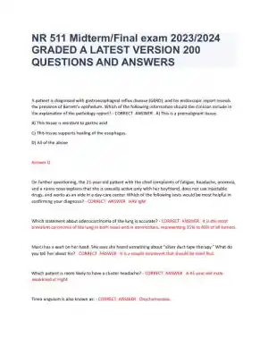 2023-2024 NR511 Pharmacology Mid Term Exam Final Exam With Answers (79 Solved Questions)