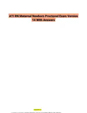 ATI RN Maternal Newborn Proctored Exam Version 14 With Answers (70 Solved Questions)