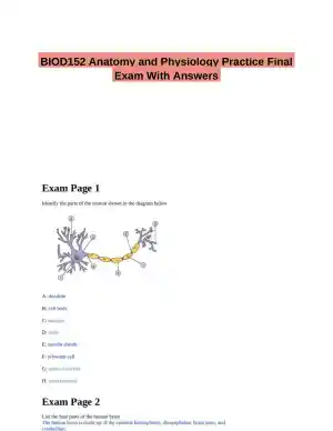 BIOD152 Anatomy and Physiology Practice Final Exam With Answers (12 Solved Questions)