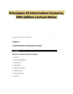Principles Of Information Systems, 10th Edition Lecture Notes