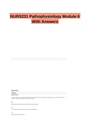 NURS231 Pathophysiology Module 6 With Answers (27 Solved Questions)