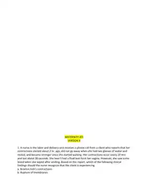 ATI RN Maternity Proctored Exam With NGN Version 4 With Answers (30 Solved Questions)
