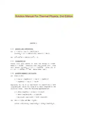 Solution Manual For Thermal Physics, 2nd Edition