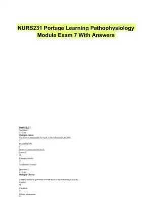 NURS231 Portage Learning Pathophysiology Module Exam 7 With Answers (24 Solved Questions)