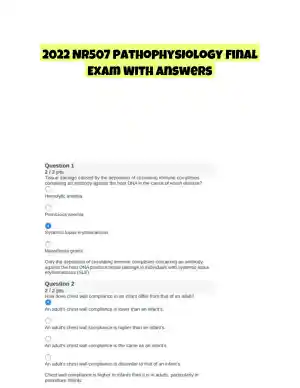 2022 NR507 Pathophysiology Final Exam With Answers (75 Solved Questions)