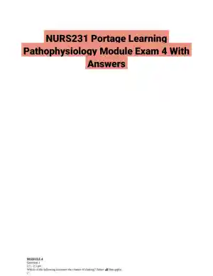 NURS231 Portage Learning Pathophysiology Module Exam 4 With Answers (28 Solved Questions)