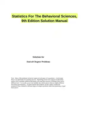 Statistics For The Behavioral Sciences, 9th Edition Solution Manual