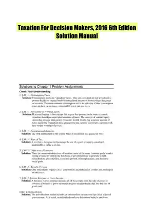 Taxation For Decision Makers, 2016 6th Edition Solution Manual
