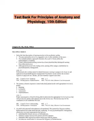 Test Bank For Principles of Anatomy and Physiology, 15th Edition