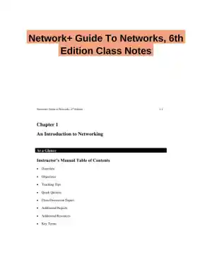 Network+ Guide To Networks, 6th Edition Class Notes