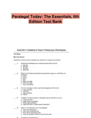 Paralegal Today: The Essentials, 6th Edition Test Bank