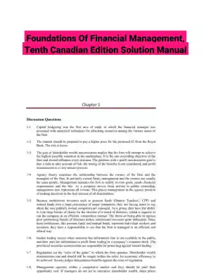 Foundations Of Financial Management, Tenth Canadian Edition Solution Manual
