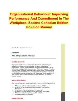 Organizational Behaviour: Improving Performance And Commitment In The Workplace, Second Canadian Edition Solution Manual