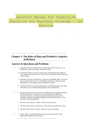 Solution Manual For Predictive Analytics for Business Strategy , 1st Edition