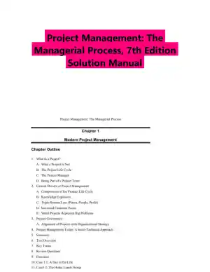 Project Management: The Managerial Process, 7th Edition Solution Manual