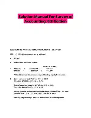 Solution Manual For Survey of Accounting, 6th Edition