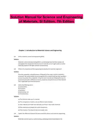 Solution Manual for Science and Engineering of Materials, SI Edition, 7th Edition
