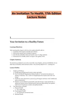 An Invitation To Health, 17th Edition Lecture Notes