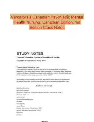 Varcarolis's Canadian Psychiatric Mental Health Nursing, Canadian Edition, 1st Edition Class Notes