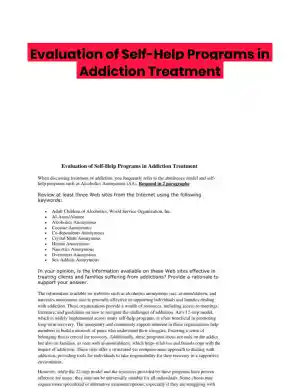 Evaluation of Self-Help Programs in Addiction Treatment