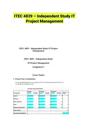 ITEC 4839 � Independent Study IT Project Management