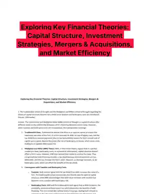 Exploring Key Financial Theories: Capital Structure, Investment Strategies, Mergers & Acquisitions, and Market Efficiency