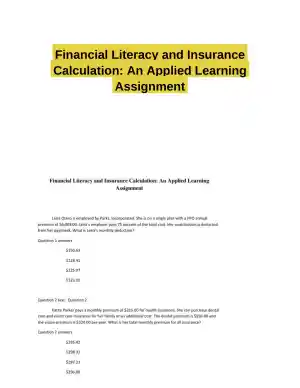 Financial Literacy and Insurance Calculation: An Applied Learning Assignment