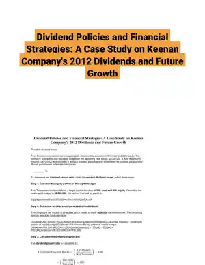 Dividend Policies and Financial Strategies: A Case Study on Keenan Company's 2012 Dividends and Future Growth