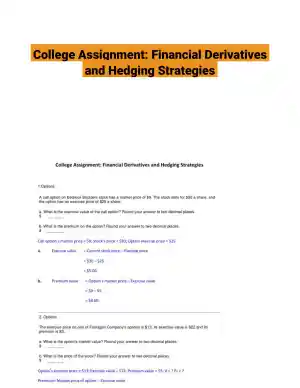 College Assignment: Financial Derivatives and Hedging Strategies
