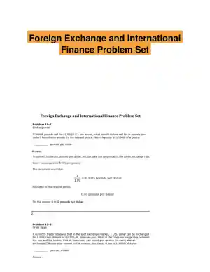 Foreign Exchange and International Finance Problem Set