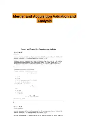 Merger and Acquisition Valuation and Analysis
