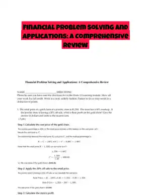 Financial Problem Solving and Applications: A Comprehensive Review