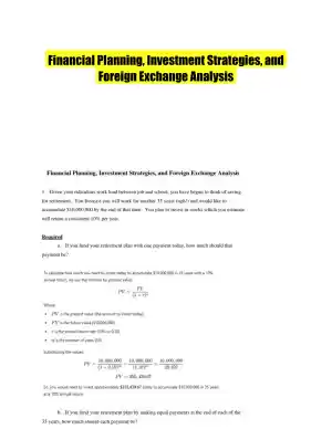 Financial Planning, Investment Strategies, and Foreign Exchange Analysis