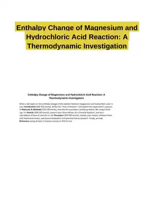 Enthalpy Change of Magnesium and Hydrochloric Acid Reaction: A Thermodynamic Investigation