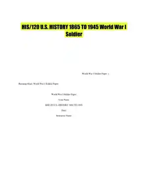 HIS/120 U.S. HISTORY 1865 TO 1945 World War I Soldier